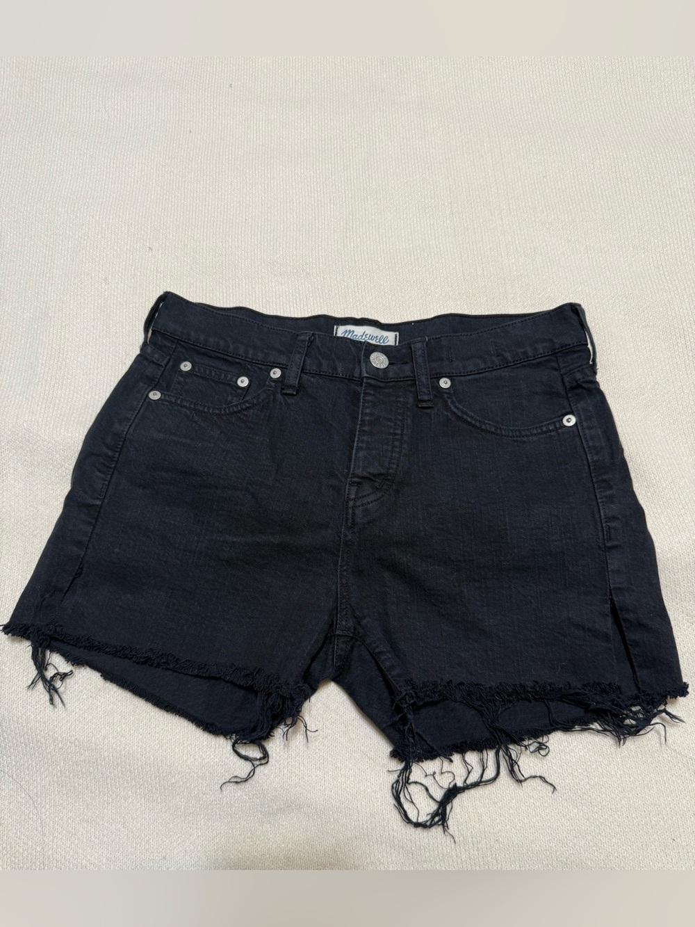Madewell Black Denim Cutoff Shorts casual Beach 99% algodón size 24 - Picture 2 of 11